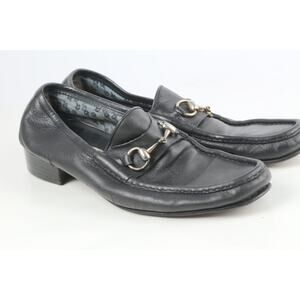 Vintage Gucci Horsebit Black Leather Men's Loafers Dress Shoes Size 42